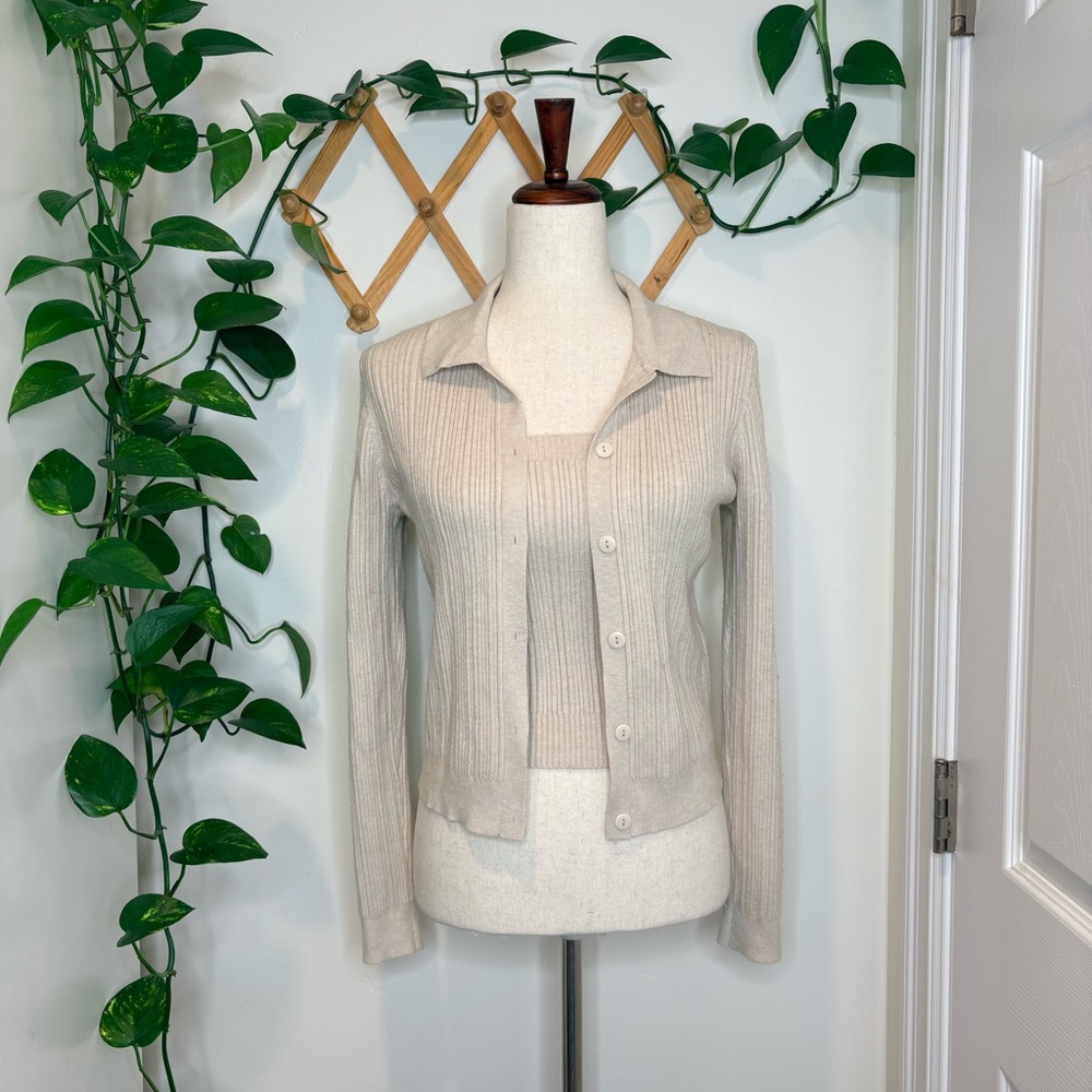 MARLED 2 Piece Button Up Cardigan Tank Set